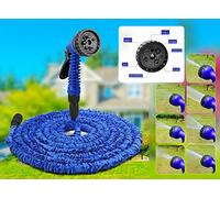 50FT and 100FT Garden Hose Pipe EZ Expandable Garden Water Hose Pipe with Nozzle and 8 Function Spray Gun Fitting Anti-Leakage Kink Free Flexible Lightweight Extra Strength Garden Hose (Blue, 100FT)