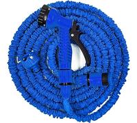 50FT and 100FT Garden Hose Pipe EZ Expandable Garden Water Hose Pipe with Nozzle and 8 Function Spray Gun Fitting Anti-Leakage Kink Free Flexible Lightweight Extra Strength Garden Hose (Blue, 50FT)