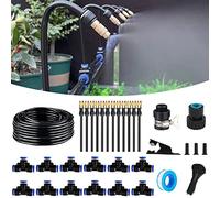 50FT Drip Irrigation Kit, Automatic Garden Watering System with Tool-Free Quick Connectors, 360° Bending Droppers & Copper Misting Nozzles for Greenhouse, Patio, Lawn & Vegetable Garden. (15M)