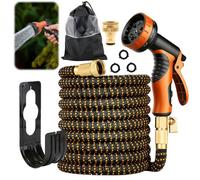 50FT Expandable Garden Hose Pipe, Flexible Expanding Magic Hose with 3/4", 1/2" Solid Brass Fittings, 10 Function Spray Gun, 3 Layer Latex Water Hose, Retractable for Gardening & Cleaning