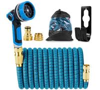 50FT Expandable Garden Hose Pipe with 10 Function Spray Gun, Upgraded Effort-Saving Switch Retractable Hose Pipe with Solid Brass Connectors Expanding Hosepipes for Garden, Anti-Kink