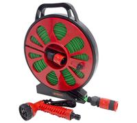 50ft Flat Garden Hose Pipe Reel Set - flat hose pipe reel spray nozzle gun garden outdoor watering 15m 50ft 15m50ft set new50ft