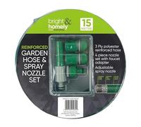 50FT Flat Garden Hose with 8-Pattern Spray Nozzle - Expandable Water Hose for Yard, Lawn, Car Wash & Outdoor Use - Compact & Easy to Store (Yellow)