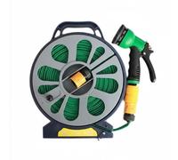 50ft Flat Garden Hose with Spray Nozzle, Compact Hose Reel with Carry Handle, Space-Saving Roll-Flat Hose for Garden & Outdoor Use