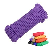 50Ft Nylon Poly Rope Strong Utility Polyester Cord for Clothes Line Flag Pole Camping Tie Pull Swing Climb Knot Indoor Outdoor Use (Purple,8mm)