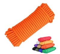 50Ft Nylon Poly Rope Strong Utility Polyester Cord for Clothes Line Flag Pole Camping Tie Pull Swing Climb Knot Indoor Outdoor Use (Orange,6mm)