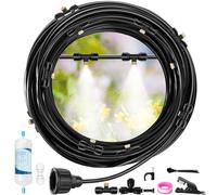 50FT Outdoor Misting System with Water Filter Automatic Cooling Patio Greenhouse Fan BBQ Pool Mist Kit for Irrigation Garden Durable All-Weather Tubing