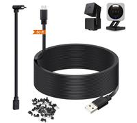50ft Power Cable for Wyze Cam v4, Wyze Cam Pan v3, Wyze OG, v3 Pro Security Cameras - 15m Long Flat USB to Micro USB Charging Extension Cord with L-Shaped Adapter, Black