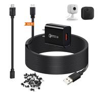 50ft Power Extension Cable Compatible with Blink Mini 2, Blink Mini and Blink Outdoor 4 Cameras - 15m Long Flat Micro USB Charging Cord with 30cm USB C Waterproof Adapter and 18W Fast Charger, Black