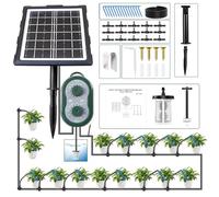 50FT Solar Drip Irrigation Kit, Automatic Watering System with Timer and Water Sensor for 15 Potted Plants, Smart watering device with USB charging, suitable for gardens, balcony and courtyards
