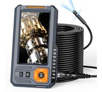 50FT Triple Lens 5" IPS Borescope Inspection Camera, Ginocaco 1080P Digital Video Endoscope with Light, Waterproof Scope Camera with Semi-Rigid Cable, Drain Pipe Tool, Carrying Case, 32G Card