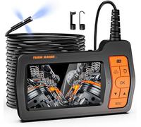 50FT Triple Lens Sewer Inspection Camera, 5" IPS Screen Industrial Borescope, 1080P HD Endoscope Camera with Light, IP67 Drain Pipe Snake Camera, Split Screen, 32G Storage Card, Carrying Case