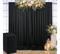 50ft x 10ft Wrinkle Free Black Backdrop Curtain for Parties, 10 Panels Silky Polyester Black Weddings Drapes for Backdrop 10 ft Photo Back Drop Cloth for Birthday Graduation Photography Background