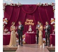 50ft x 10ft Wrinkle Free Burgundy Wedding Backdrop Curtains for Party Bridal Shower Reception Decorations Burgundy Fabric Curtain Backdrops Drapes for Photography Baby Shower Birthday Background
