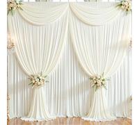 50ft x 10ft Wrinkle Free Ivory Wedding Backdrop Curtains for Party Bridal Shower Reception Decorations Ivory Fabric Curtain Backdrops Drapes for Photography Baby Shower Birthday Background