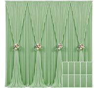 50ft x 10ft Wrinkle Free Sage Green Backdrop Curtains for Wedding Parties Curtain Backdrop Photo Fabric Backdrop Drapes for Bridal Shower Photography Background Curtain 5ft(W) x 10ft(H), 10 Panels