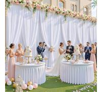50ft x 10ft Wrinkle Free White Wedding Backdrop Curtains for Party Bridal Shower Reception Decorations White Fabric Curtain Backdrops Drapes for Photography Baby Shower Birthday Background