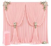 50ft x 12ft Blush Pink Backdrop Curtains Wrinkle Free Backdrop Curtain for Wedding Parties Pink Fabric Backdrops Drapes Back Drop Cloth Bridal Shower Stage Curtains Wedding Decorations for Reception