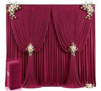 50ft x 12ft Burgundy Backdrop Curtains Wrinkle Free Backdrop Curtain for Wedding Parties Maroon Fabric Backdrops Drapes Back Drop Cloth Bridal Shower Stage Curtains Wedding Decorations for Reception