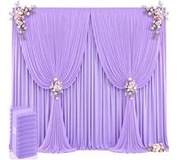 50ft x 12ft Lavender Backdrop Curtains Wrinkle Free Backdrop Curtain for Wedding Parties Lilac Fabric Backdrops Drapes Back Drop Cloth Bridal Shower Stage Curtains Wedding Decorations for Reception