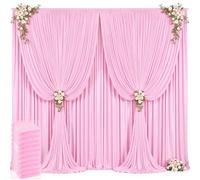 50ft x 12ft Light Pink Backdrop Curtains Wrinkle Free Backdrop Curtain for Wedding Parties Pink Fabric Backdrops Drapes Back Drop Cloth Bridal Shower Stage Curtains Wedding Decorations for Reception