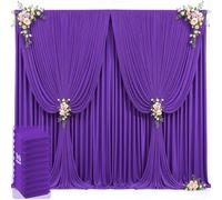50ft x 12ft Purple Backdrop Curtains Wrinkle Free Backdrop Curtain for Wedding Parties Purple Fabric Backdrops Drapes Back Drop Cloth Bridal Shower Stage Curtains Wedding Decorations for Reception