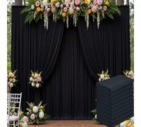 50ft x 15ft Black Backdrop Curtain for Wedding Party 10 Panels 5x15ft Wrinkle Free Silky Polyester Backdrop Drapes Fabric for Birthday Baby Shower Graduation Photography Stage Background Decorations