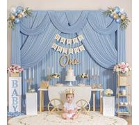 50ftx10ft Wrinkle Free Dusty Blue Backdrop Curtains for Parties, Silky Polyester Photo Backdrop Drapes 10 Panels 5x10ft Back Drop Cloth for Wedding Birthday Baby Shower Photography Background