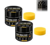50g Cast Iron Stove Black Restoration Paste, Black Stove Polish，2PC | Cast Iron Stove Polish With Sponge, Quick-Drying Black Finish, Stove and Grate Polish for Fireplace Doors & Metal Fixtures