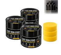 50g Cast Iron Stove Black Restoration Paste, Black Stove Polish，3PC | Cast Iron Stove Polish With Sponge, Quick-Drying Black Finish, Stove and Grate Polish for Fireplace Doors & Metal Fixtures