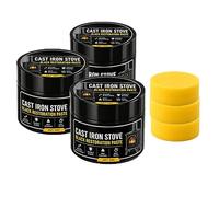 50g Cast Iron Stove Black Restoration Paste, Black Stove Polish，3PC | Cast Iron Stove Polish With Sponge For Stoves, Grates, Fireplace Doors And Metal Fixtures, Quick-Drying Black Finish