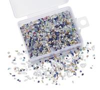 50g Crushed Glass Irregular Metallic Chips,Broken Glass Chips for Crafts Glass Gravel for Microscopic Landscaping,Decoration,Blue Color Scheme