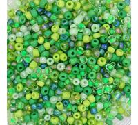 50g Glass Seed Beads 9 Mixed Colour Shades & Types, 2mm 3mm or 4mm (Green Shade, 4mm-6/0)