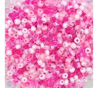 50g Glass Seed Beads 9 Mixed Colour Shades & Types, 2mm 3mm or 4mm (Pink Shade, 3mm-8/0)