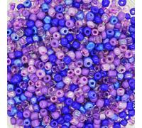 50g Glass Seed Beads 9 Mixed Colour Shades & Types, 2mm 3mm or 4mm (Purple Shade, 2mm-11/0)