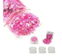 50g Mermaid Nail Chunky Glitter Sparkles Irregular Iridescent Sequin Flakes for Nails Art Decoration Hair Eyes Face Body DIY Craft(Rose Red)
