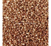 50g Metallic Coated Glass Seed Beads (3mm, Brass)