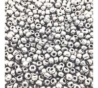 50g Metallic Coated Glass Seed Beads (3mm, Silver)