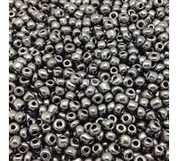 50g Metallic Coated Glass Seed Beads (4mm, Steel)