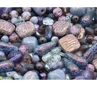 50g Mixed Glass Beads Different Shapes Mix, Purple (), Bohemia Crystal Glass, Czechia Mix