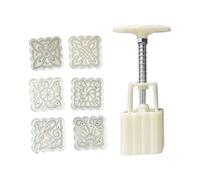 50g Mold 6 Square Flower Stamps Cookie Cutter Hand Press Green Bean Cake Pastry Bakeware Molder for Baking