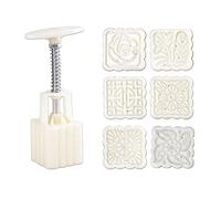 50g Moon Cake Mold 6 Stamps Square Hand Pressure Pastry Bakware