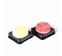 50g Mooncake Packaging Clear Individual Plastic Single Macaron Containers With Labels, Ideal For Showcasing Your Mini Muffins, Pastries, Cookies And Desserts, 2.2"x2.2"x1.5", Set Of 50 (Square Black)