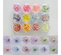 50g Pack High Sparkle Iridescent Chunky Mixes Glitter Opal Sequins for Nail Art Glitter Manicure Material Crafts Art Decoration NC (12 Colors Set)