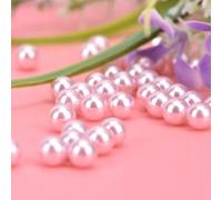 50g Pearl Beads for Craft, Undrilled Pearl Beads Round Imitation No Holes 6mm Faux Pearls Mini Bead Garment Round Beads Decoration(Pink)