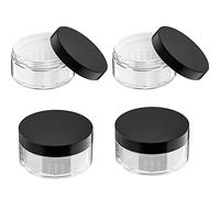 50g Plastic Empty Powder Puff Case with Net Sifter Lid, 50ml Portable Refillable Cosmetic Blusher Face Loose Powder Makeup Container Jars Case Box (4 Pack)