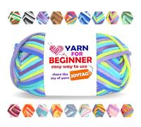 50g Rainbow Beginner Crochet Yarn for Crocheting and Knitting Multicolor Cotton Crochet Yarn for Beginners with Easy-to-See Stitches Cotton-Nylon Blend Easy Yarn for Beginners(Neon Green Blue)