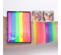 50g Rainbow Face Paint Palette, Water-Based & Long-Lasting Body Paint, 6 Bright Colors, Quick-Drying Skin-Friendly Makeup, Easy to Remove, Ideal for Festivals, Cosplay, Performance& Carnivals,
