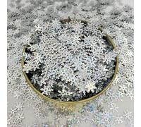 50g Snowflakes Table Confetti,Iridescent Glitter PVC Snow Winter Holiday Table Sprinkle for Birthday Wedding Baby Shower Winter Wonderland Party Decor(silve)