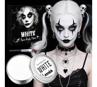 50g White Face Paint Halloween - 1.76oz Halloween Makeup Kit Kids Adults With Brushes, Professional Body Paint Set for Zombie Vampire Skeleton Joker Clown Witch Day of the Dead, Fancy Dress Festivals